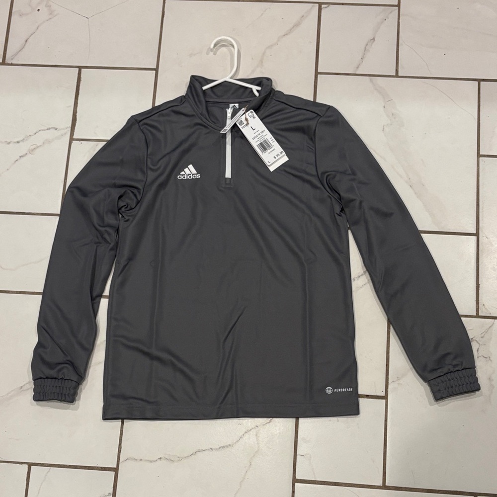 Adidas Dark Gray Performance Pullover Quarter-Zip - Youth L